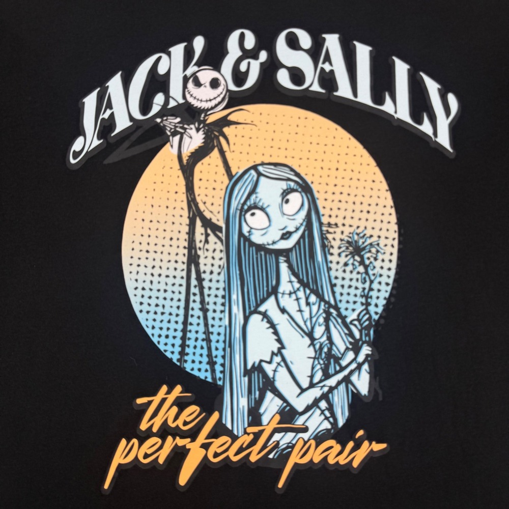 Disney Nightmare Before Christmas Jack & Sally The Perfect Pair T-Shirt XL Black